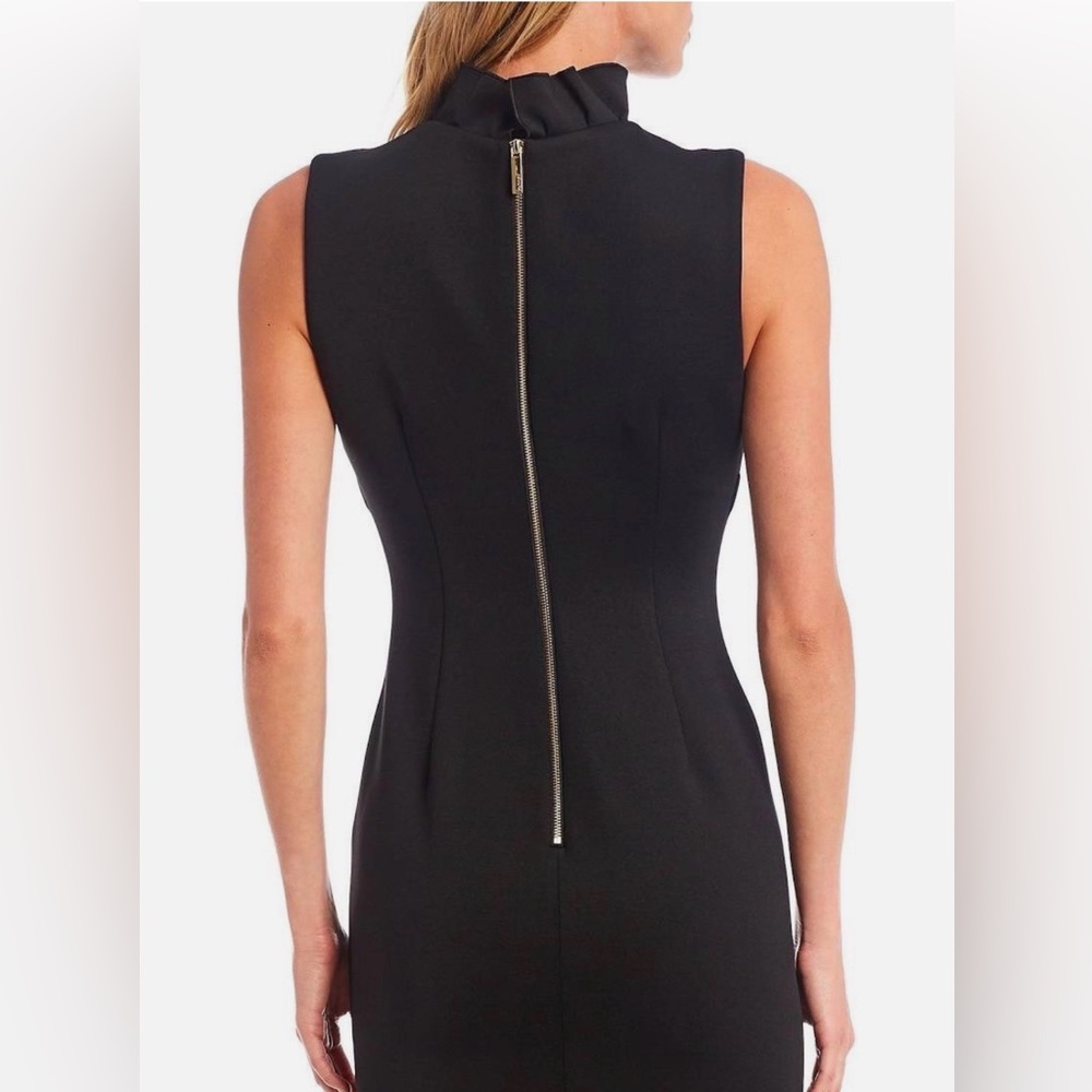 Calvin Klein Women's Ruffled V-Neck
Sleeveless Sheath Dress Black Size 8 - Picture 2 of 9